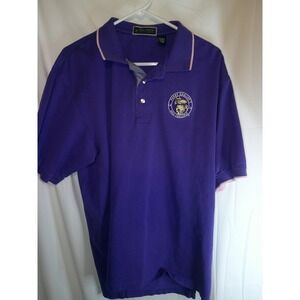 Fuzzy Zoeller's‎ Golf Polo Shirt Wolf Challenge Purple Pink Trim L